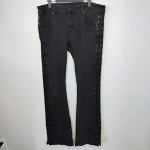 Wornstar Hellraiser Side Laced Jeans Unisex 38 Slim Flare Rockstar Stage Grunge